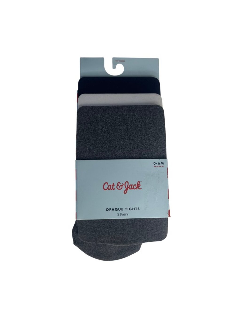 Cat & Jack Opaque Tights 3 Pairs Baby 0-6M Gray White Blue